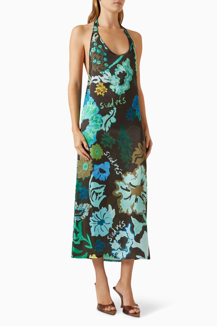 

Jena Floral-print Halterneck Midi Dress in Polyester, Multicolour