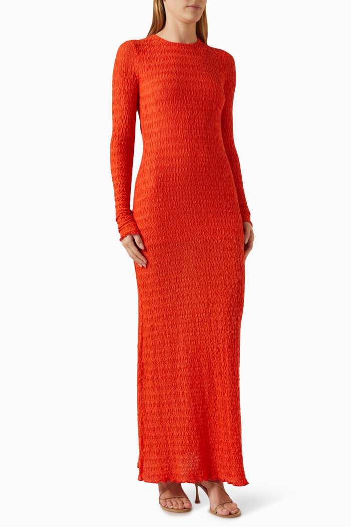 

Lendi Open-back Textured Maxi Dress in Cotton-blend, Orange