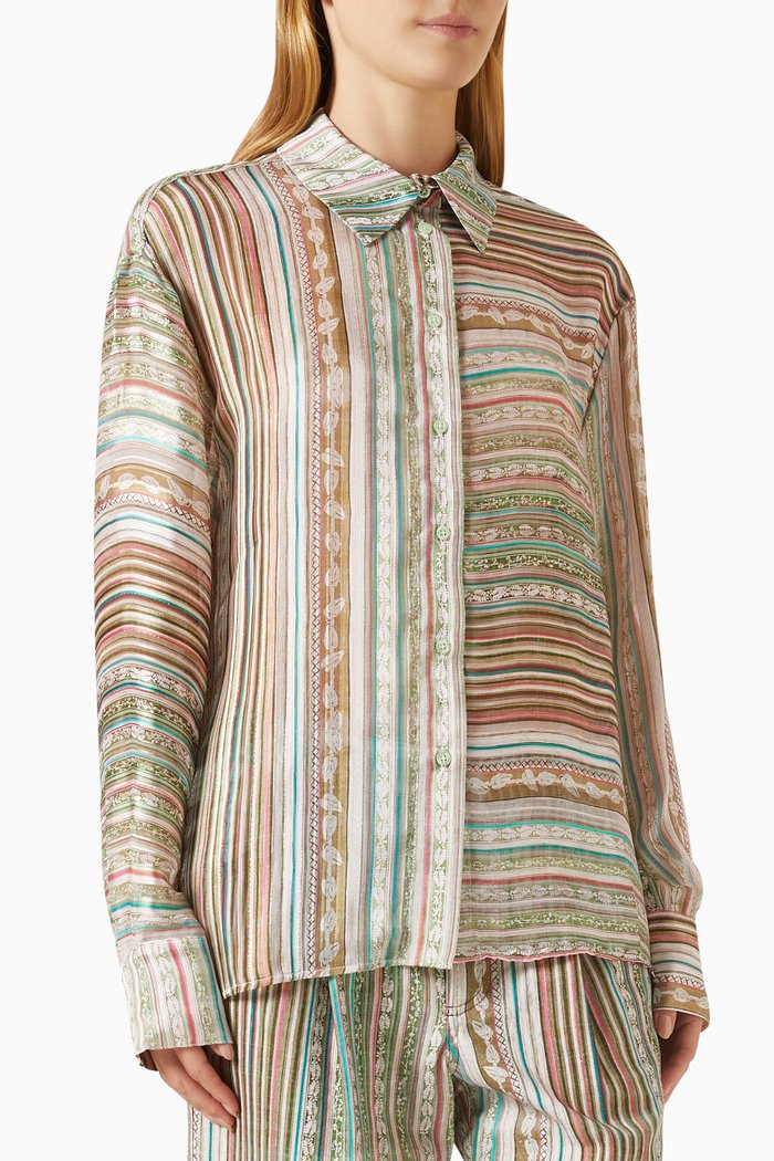 

Esme Printed Sheer Shirt in Polyester, Multicolour