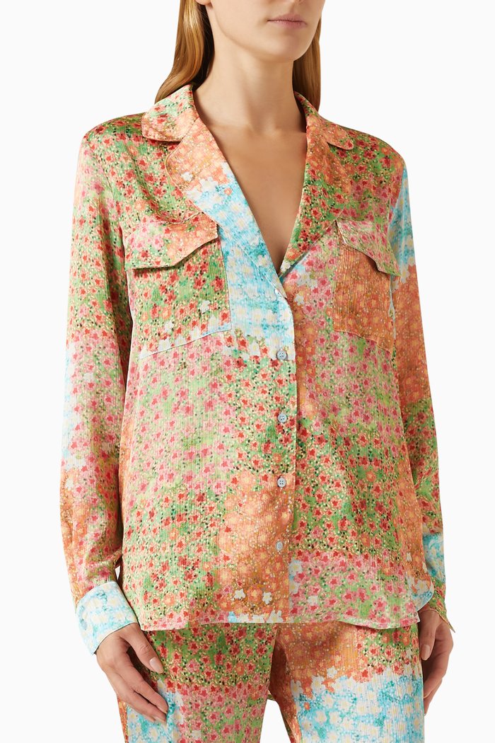 

Micla Floral Printed Crinkled Shirt in Polyester, Multicolour