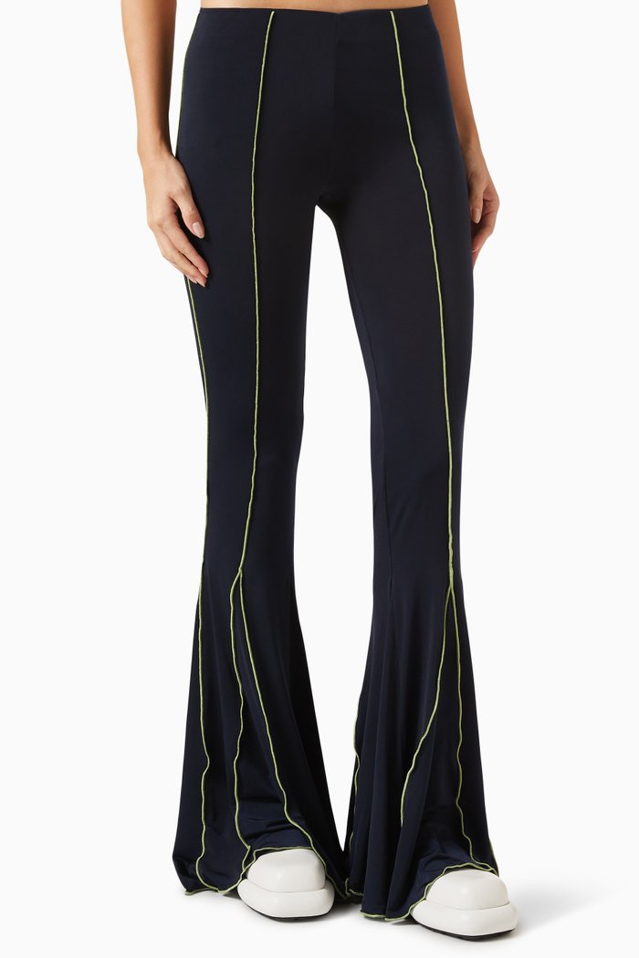 

Luse Flared Pants in Polyester, Blue