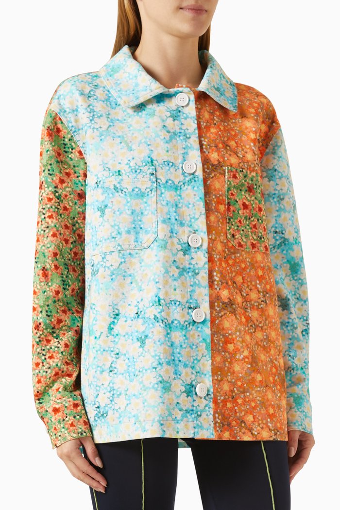 Drew Printed Jacket in Cotton, Multicolour