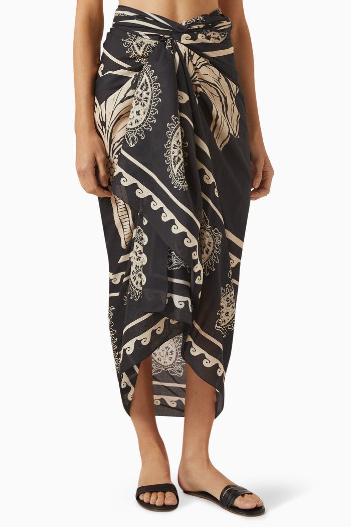 

Kilimanjaro Pareo Sarong in Cotton, Black