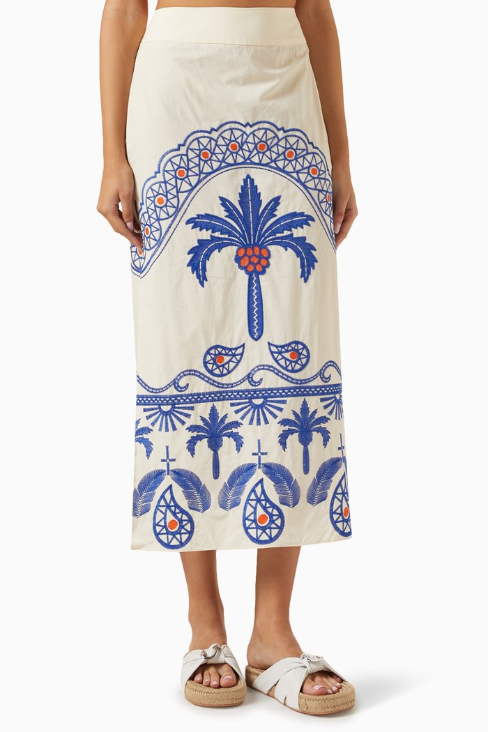 

Nature Walk Midi Skirt in Cotton, Multicolour