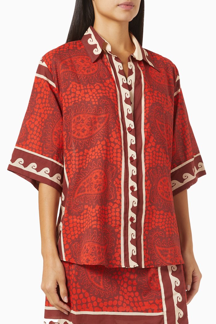 Paisley Situation Shirt in Cotton, Red