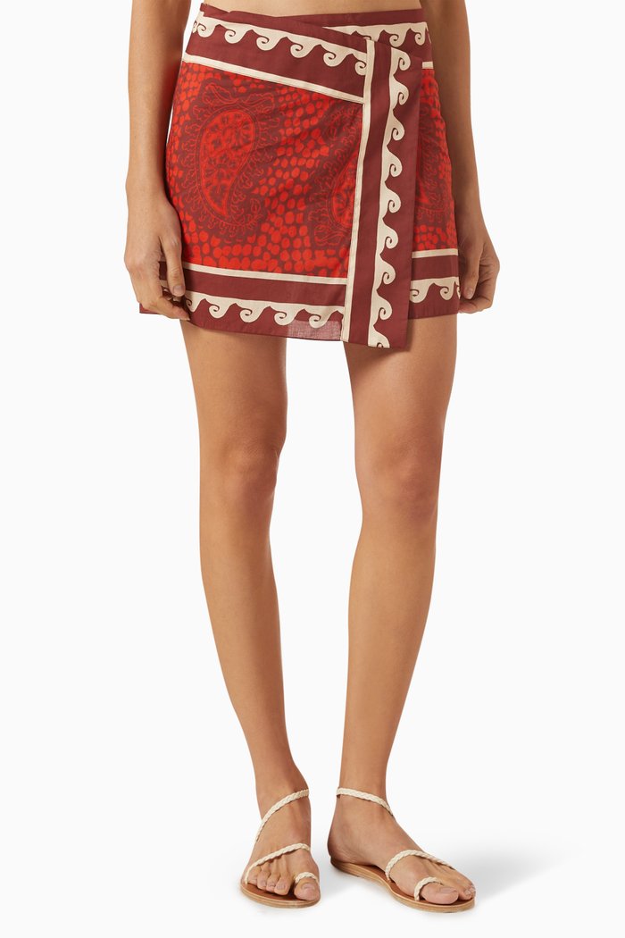 

Hunting Roots Skirt in Cotton Voile, Red