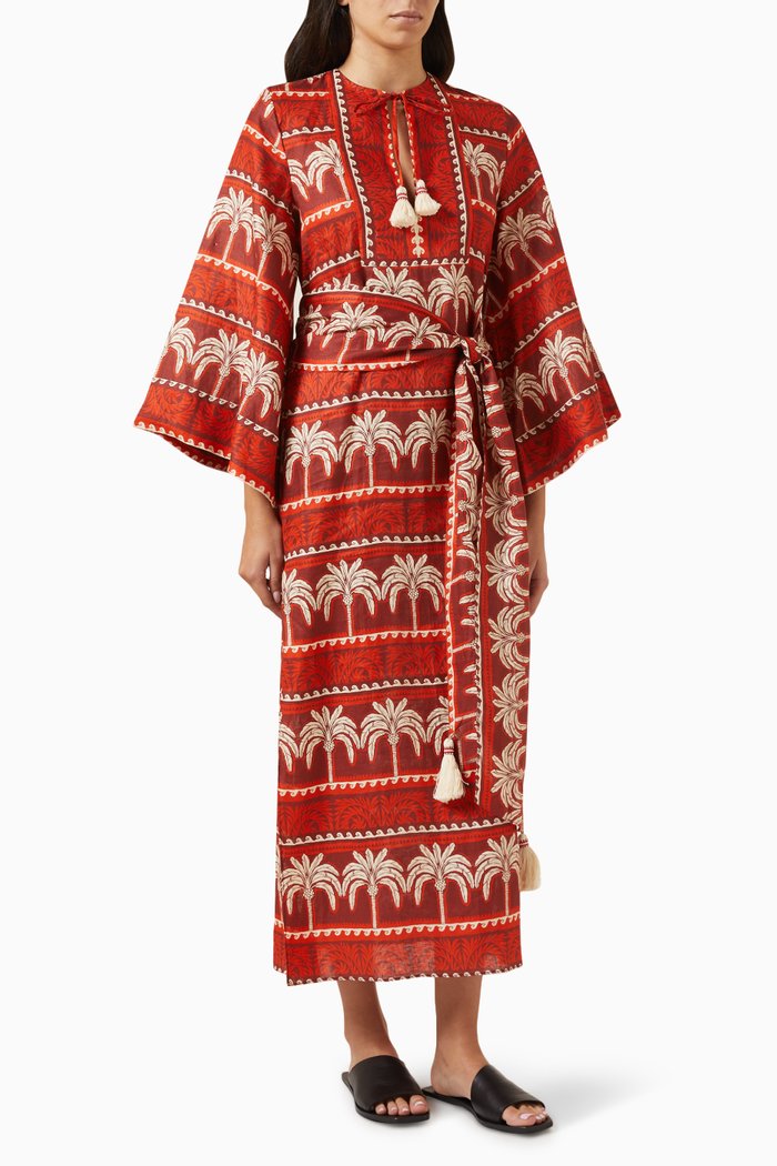 Wild Savannah Dress in Linen, Red