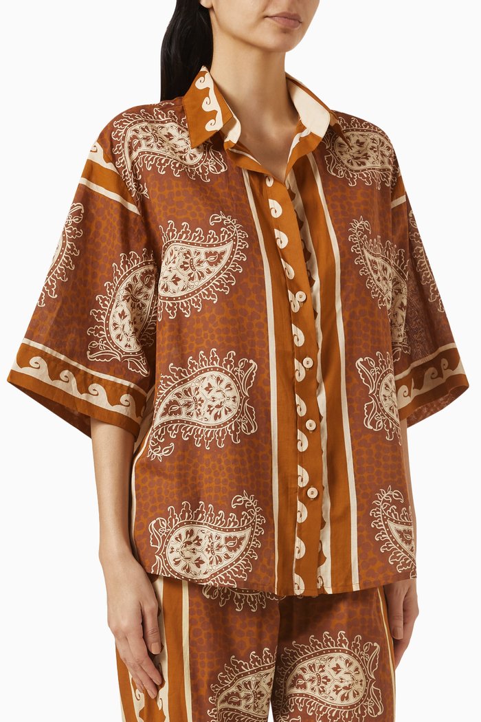 

Paisley Situation Shirt in Cotton, Brown