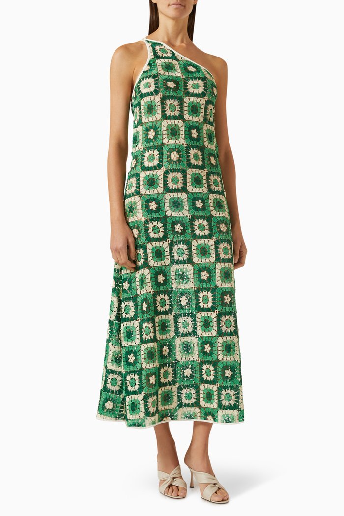 

Lemongrass Midi Dress in Crochet, Green