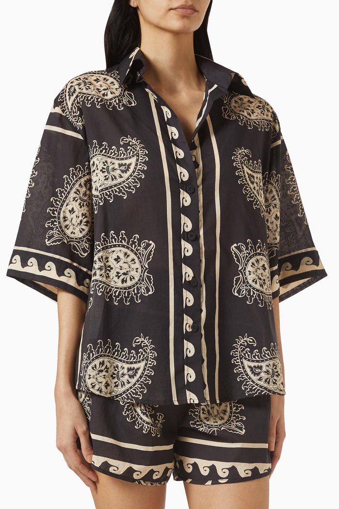 Paisley Situation Shirt in Cotton, Black