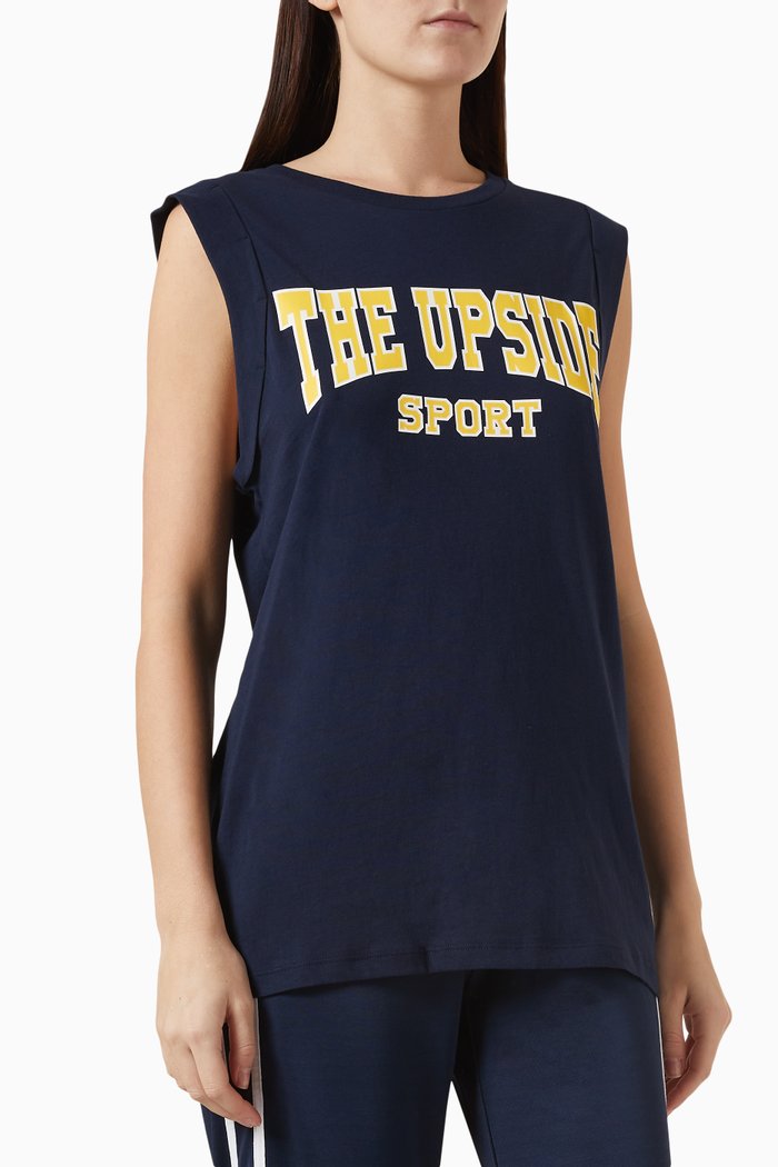 

Ivy League Muscle Tank Top in Organic Cotton Jersey, Blue