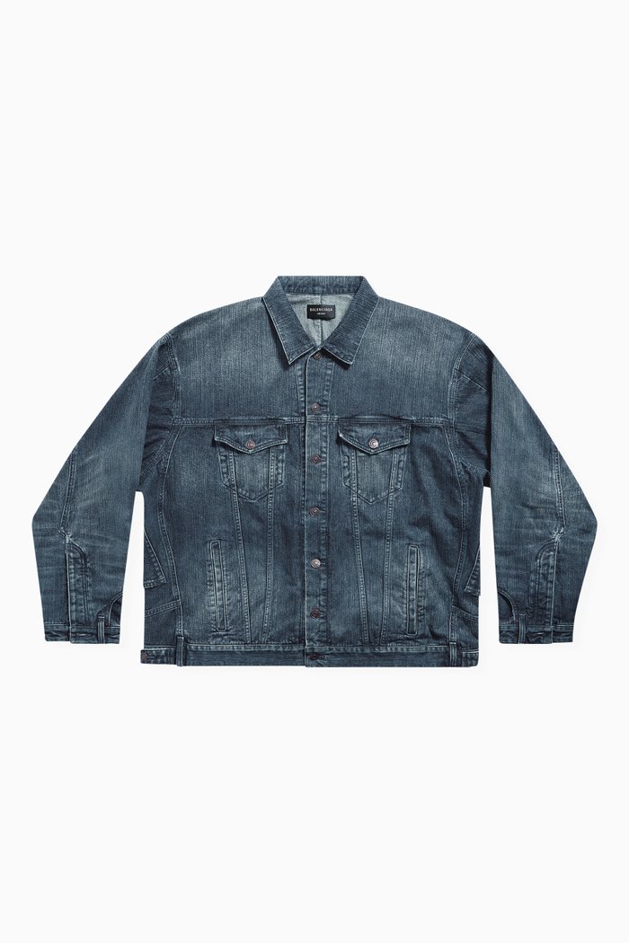 

Unisex Deconstructed Jacket in Italian Ring Denim, Blue
