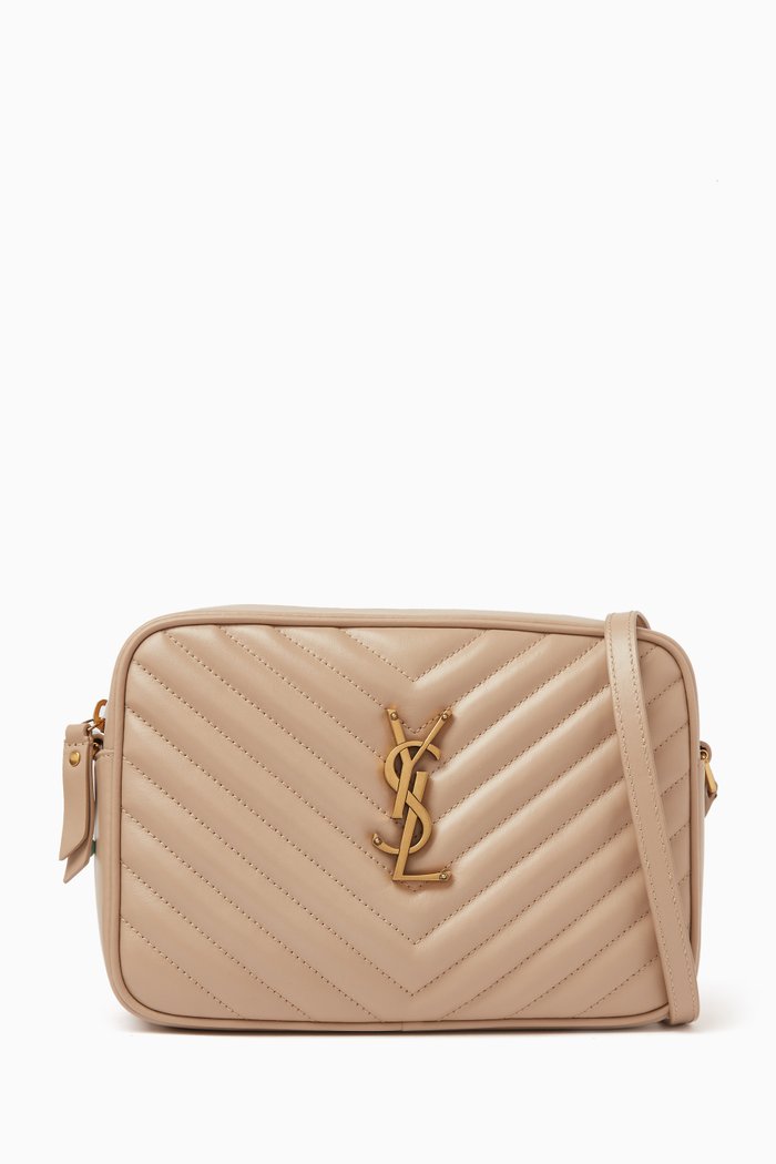 Lou Camera Shoulder Bag in Quilted Leather, Neutral