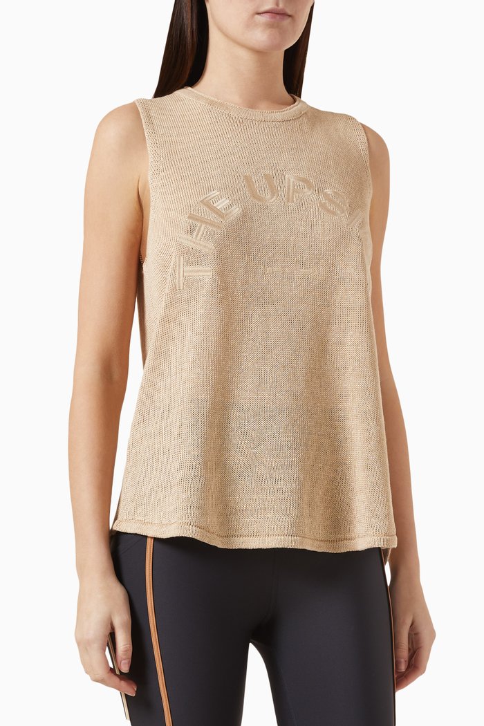 

Knitted Muscle Tank Top in Linen Yarn, Neutral