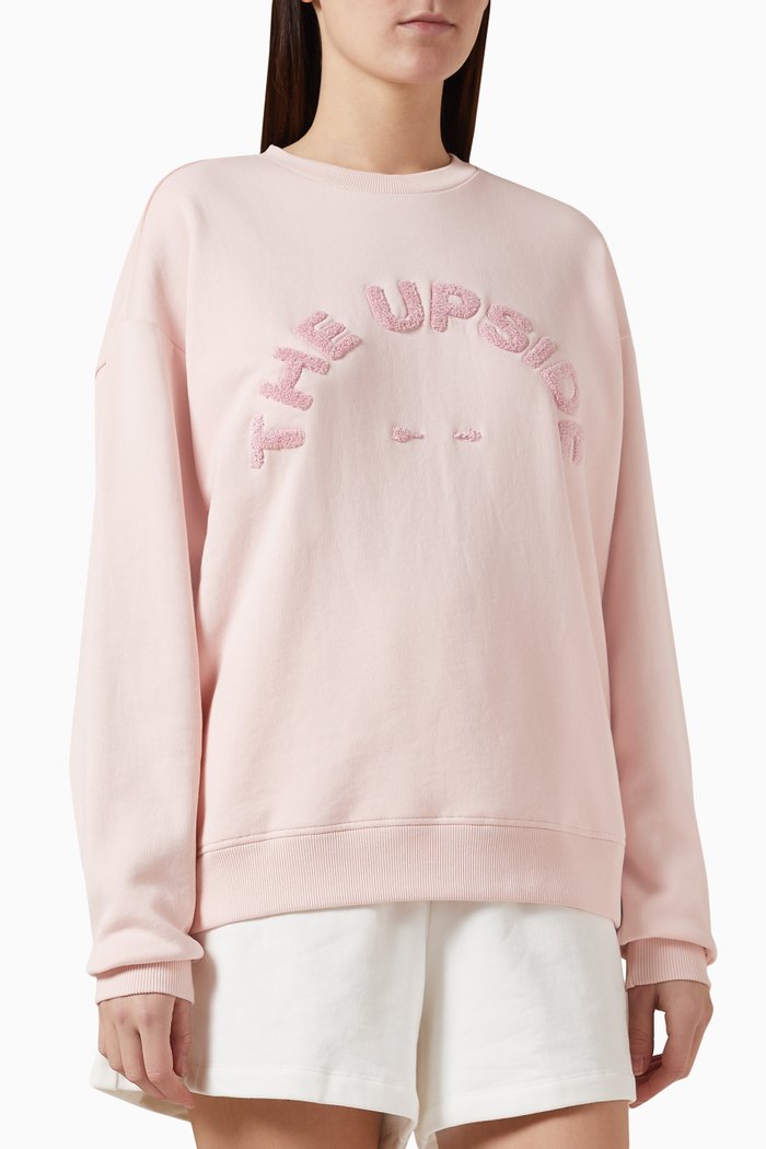 Saturn Crew Sweatshirt in Organic Cotton, Pink