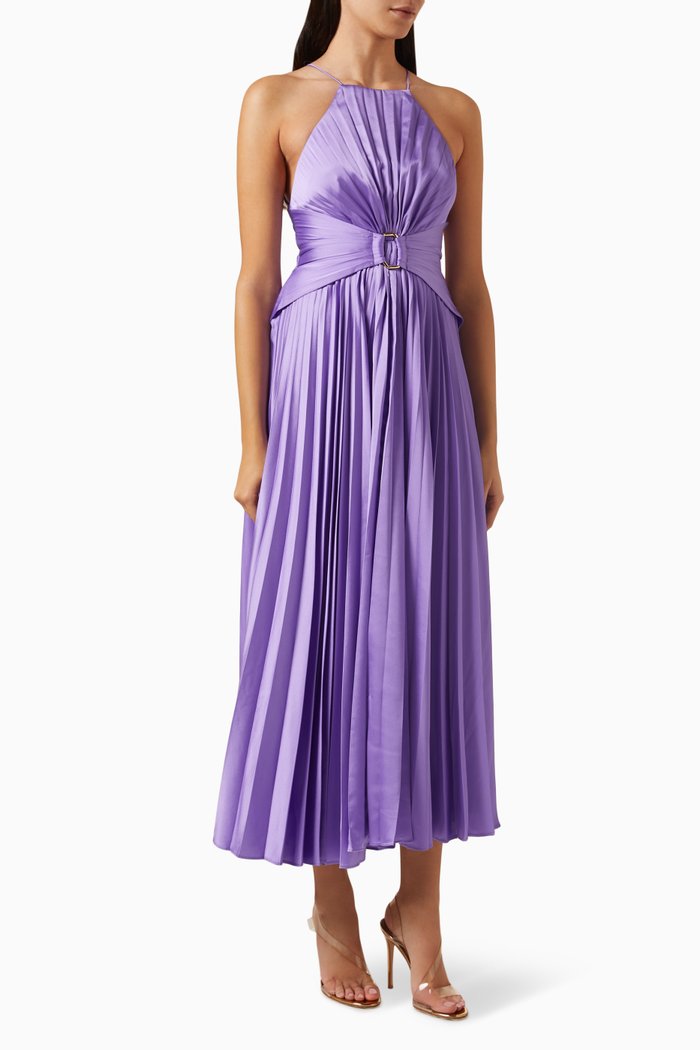 

Montague Pleated Midi Dress, Purple