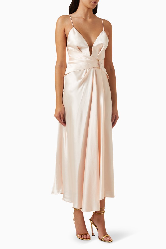 

Exton Maxi Dress in Satin, Pink