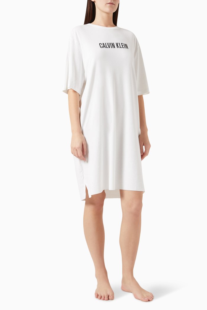 

Logo Night Dress in Cotton-blend, White
