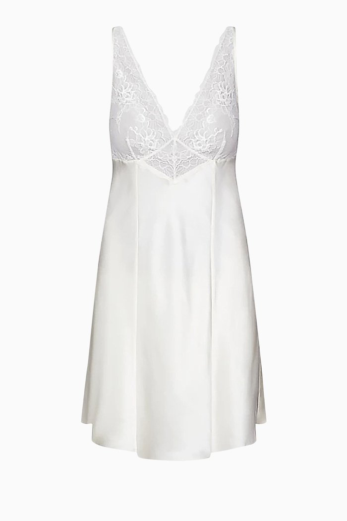 Night Dress in Silk & Lace, Neutral