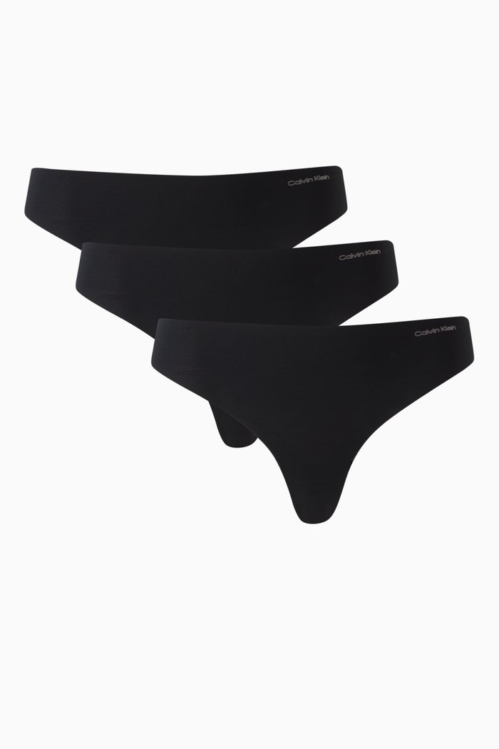 

Invisibles Thongs in Microfiber, Pack of 3, Black