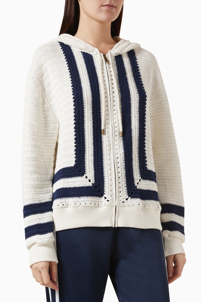 

Kai Crochet Hoodie in Cotton, White