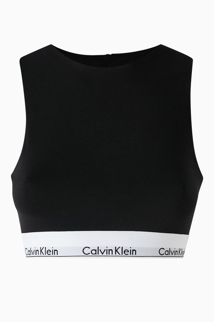 Modern Open Back Bralette in Cotton, Black