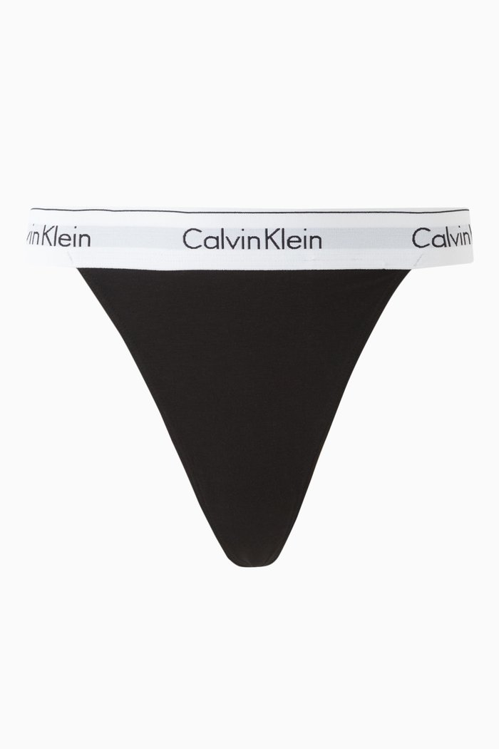 Modern String Thong in Cotton-blend, Black