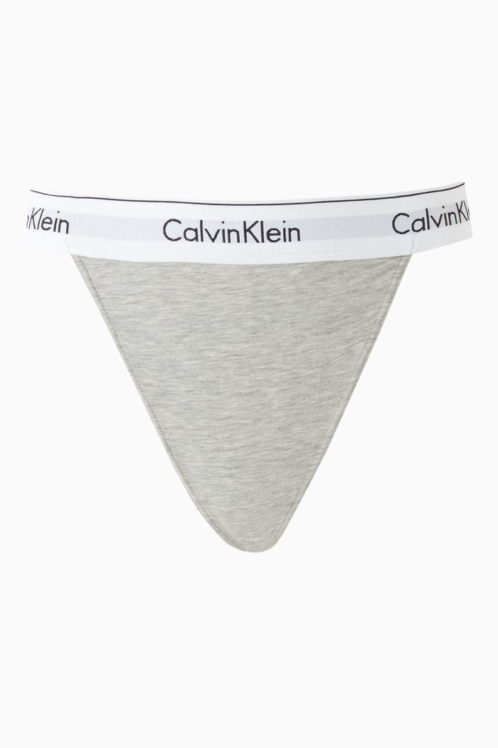 

Modern String Thong in Cotton-blend, Grey