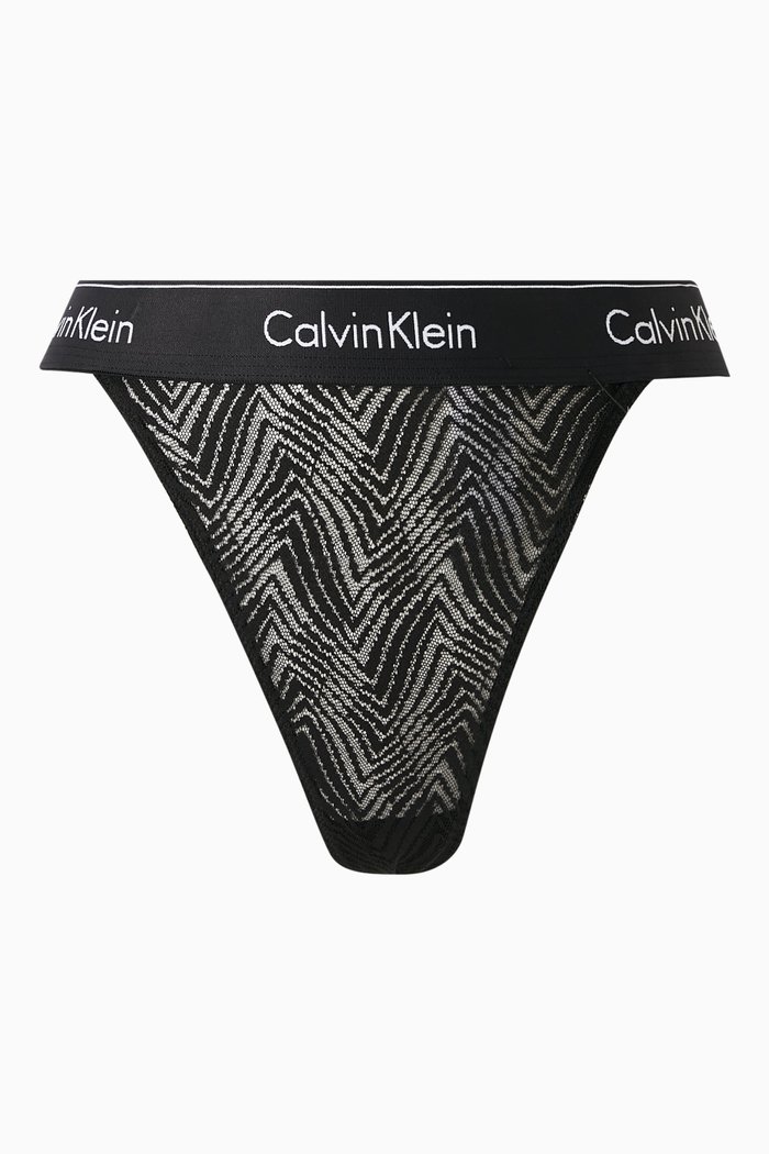 

Logo Lace String Thong in Stretch-fabric, Black