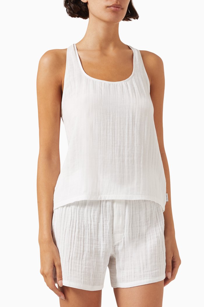 

Cami & Shorts Pyjama Set in Cotton, White