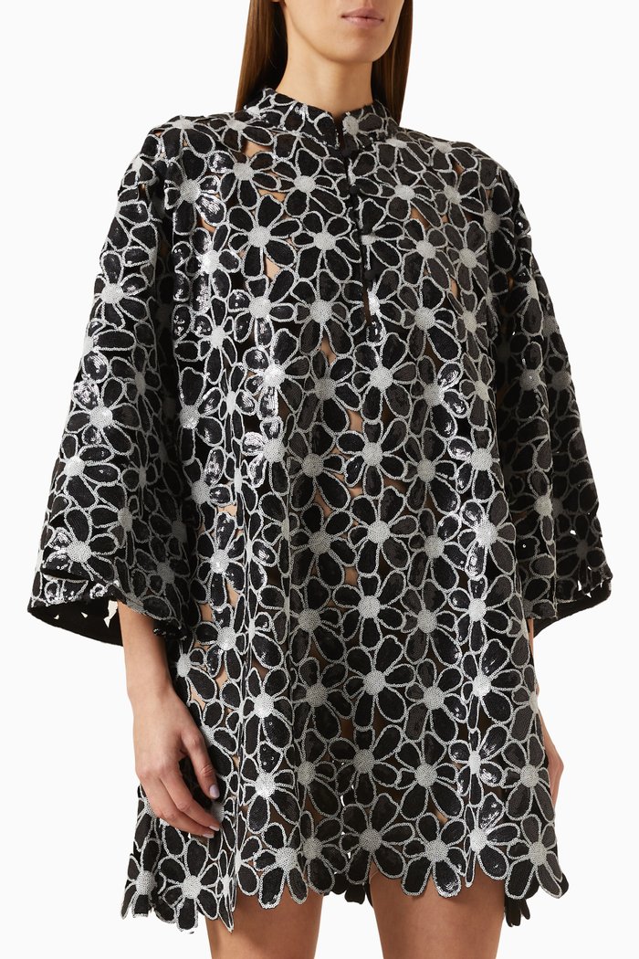 

Daisy Mini Kaftan in Lace, Black