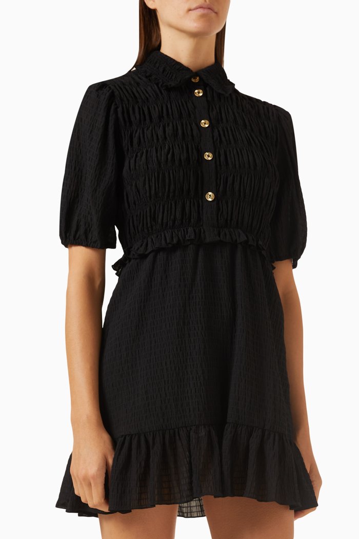 

Tournelle Smocked Mini Dress, Black