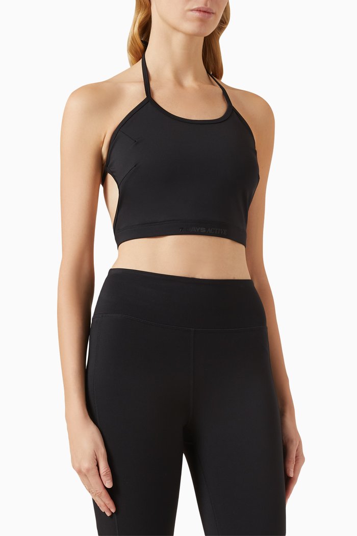 Tech String Crop Top, Black