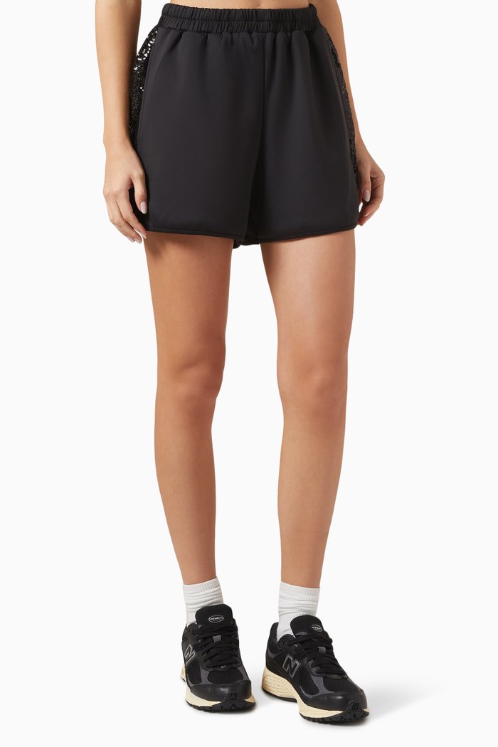 

Sequinned Tech Shorts, Black