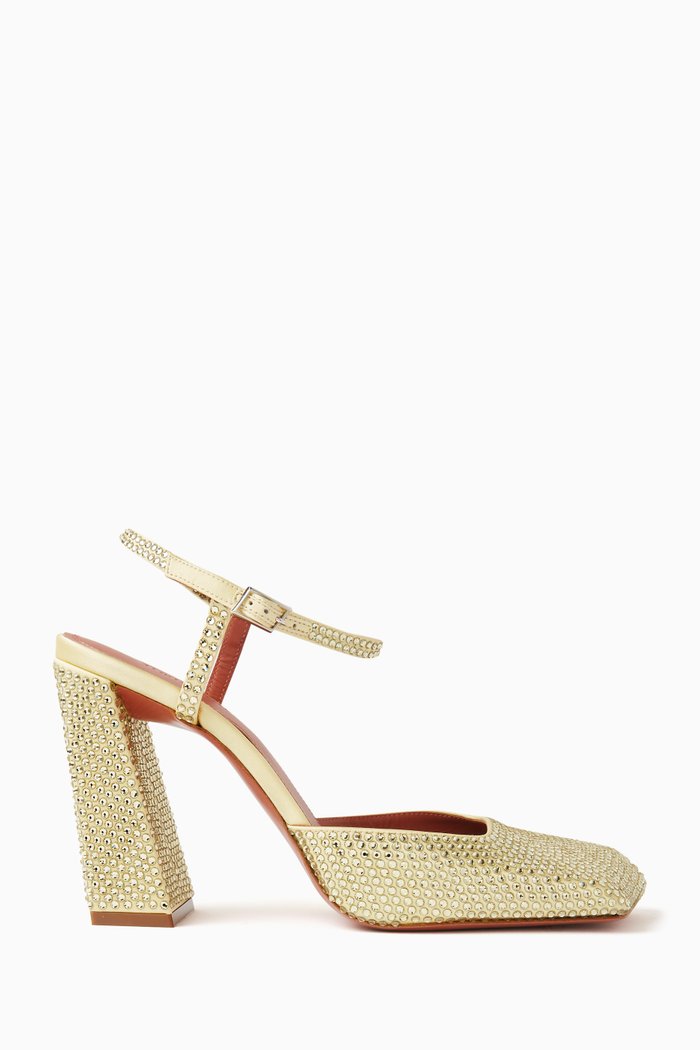 

Charlotte 95 Crystal-embellished Pumps in Satin, Yellow