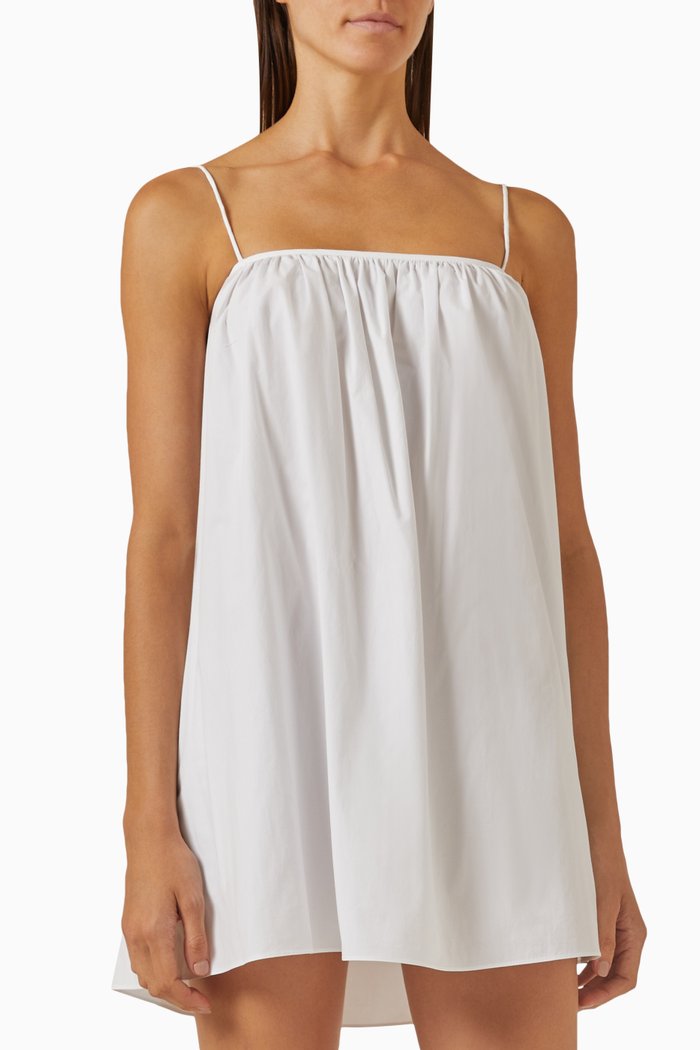 Voluminous Cami Mini Dress in Organic-cotton, White