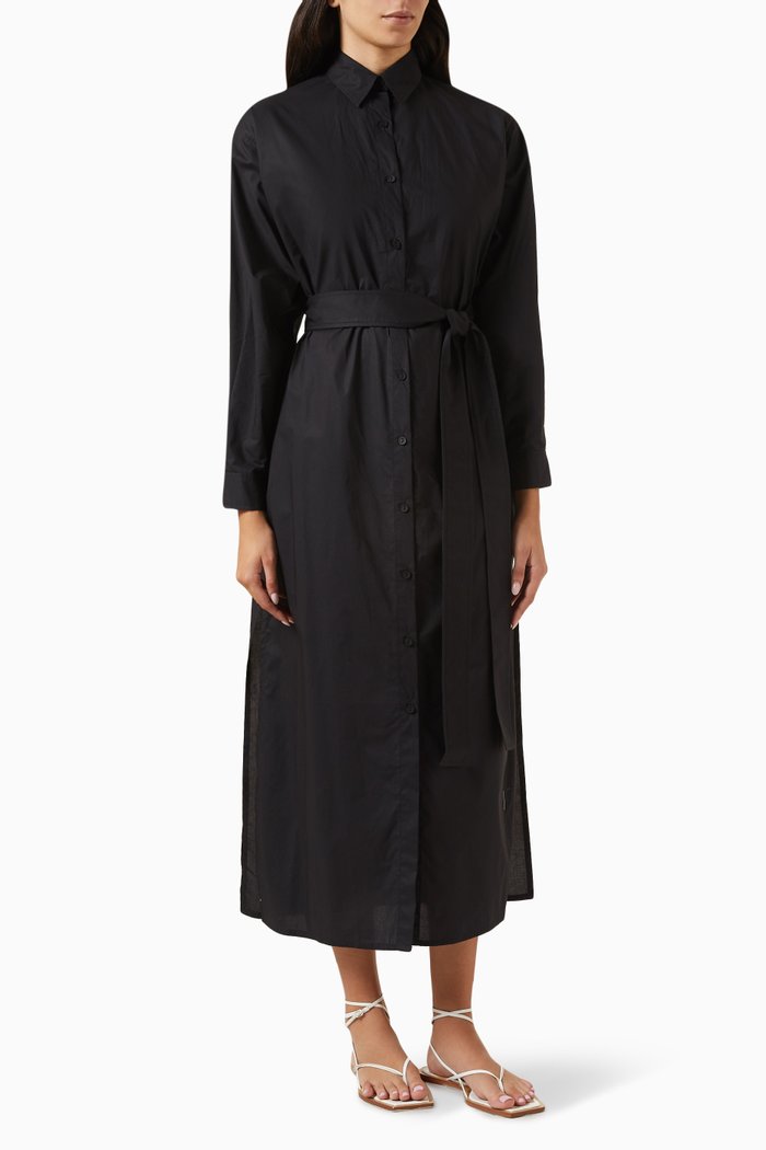 

Everyday Shirt Dress in Cotton Poplin, Black