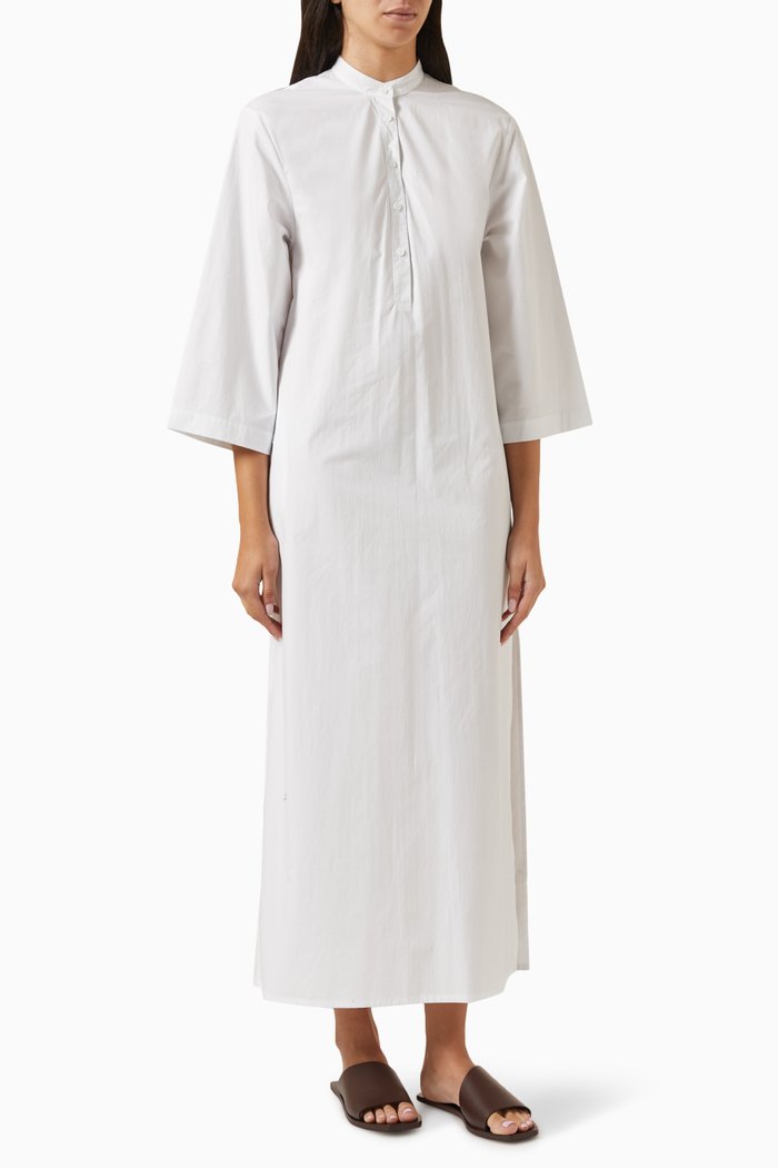 Relaxed Kaftan in Organic Cotton, White