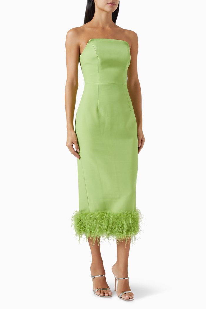 

Focal Point Faux Fur Midi Dress, Green