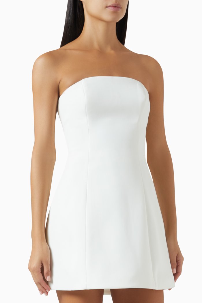 Wistful Strapless Bow Mini Dress, White