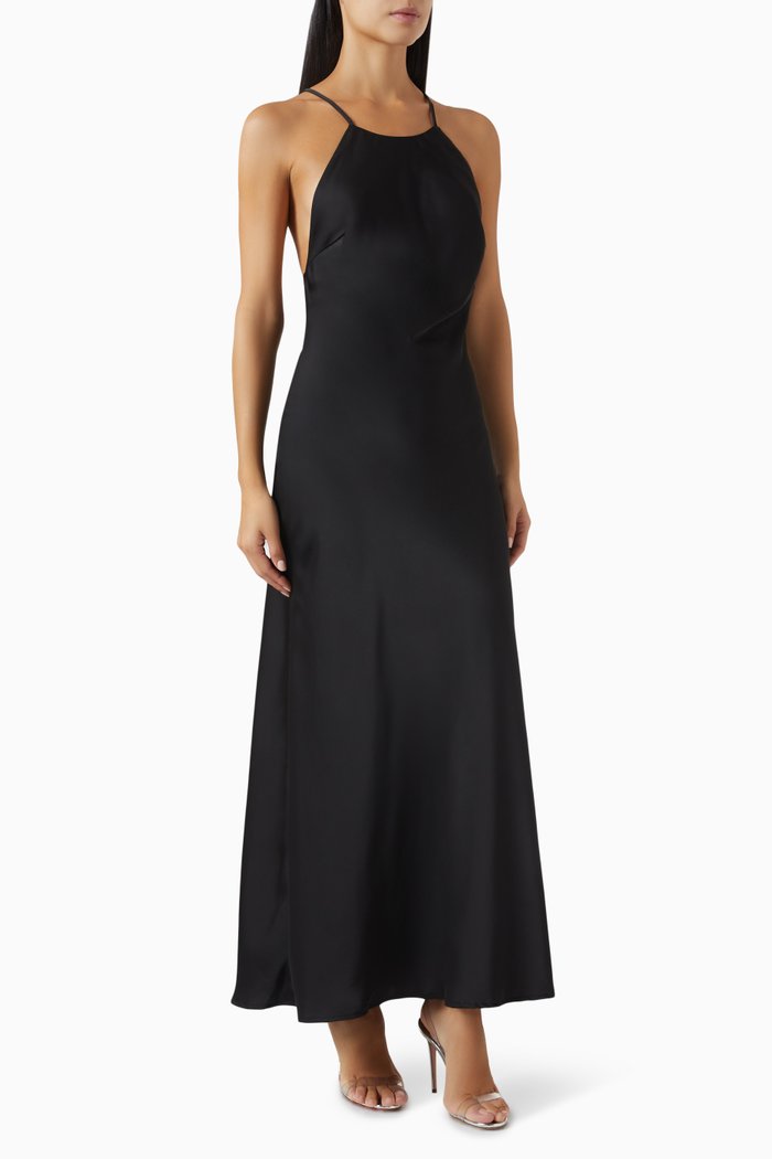 

Lucid Maxi Dress in Satin, Black