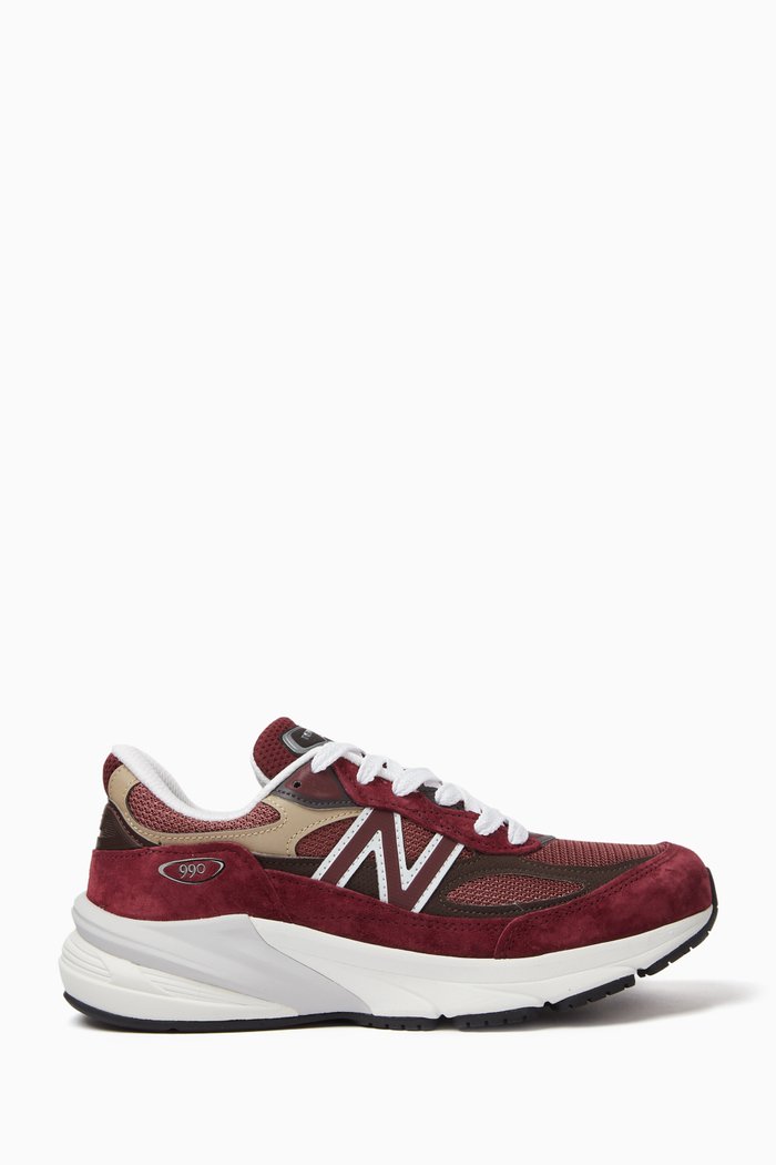 

Made in USA 990v6 Sneakers in Suede & Mesh, Burgundy