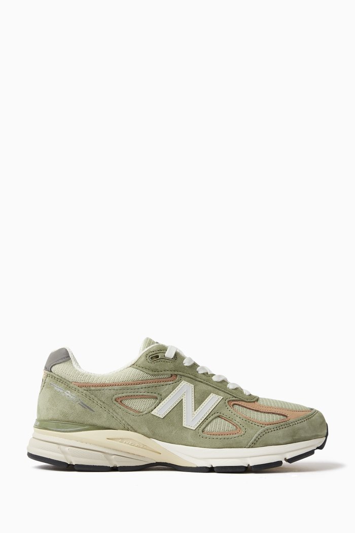 

Made in USA 990v4 Sneakers in Suede & Mesh, Green