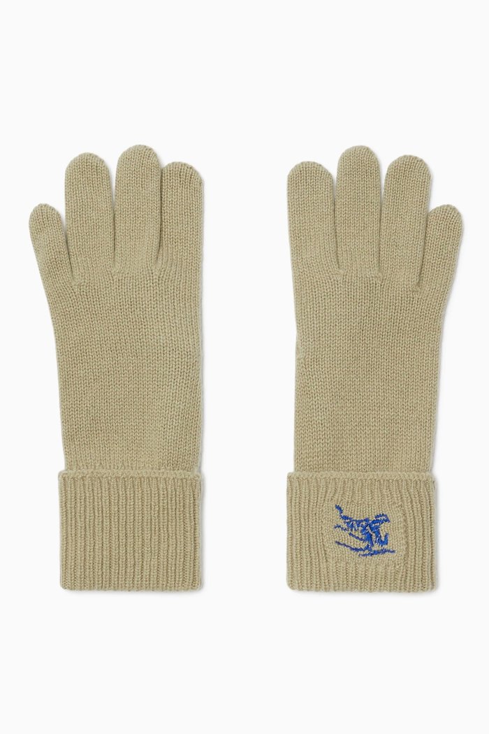 

Embroidered Logo Hunter Gloves in Cashmere, Neutral