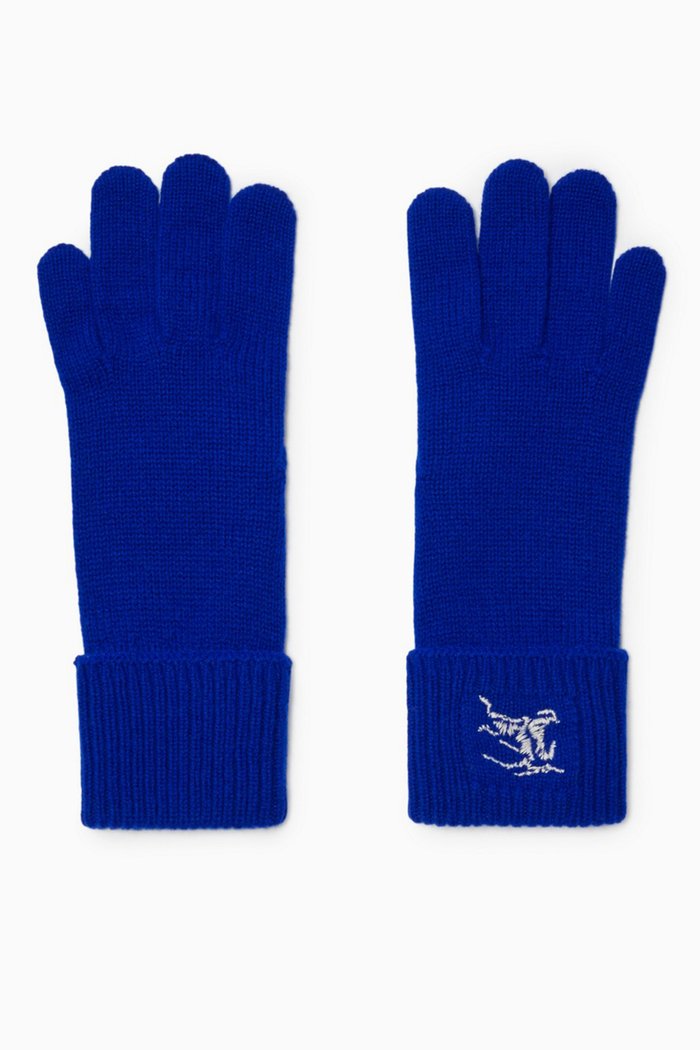 

Embroidered Logo Hunter Gloves in Cashmere, Blue