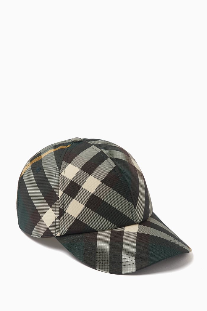 

Washed Check Baseball Cap, Green