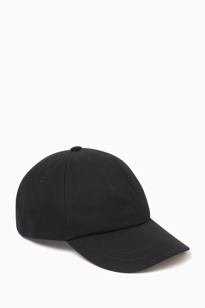 

Check-lined Baseball Cap in Polyester & Cotton, Black