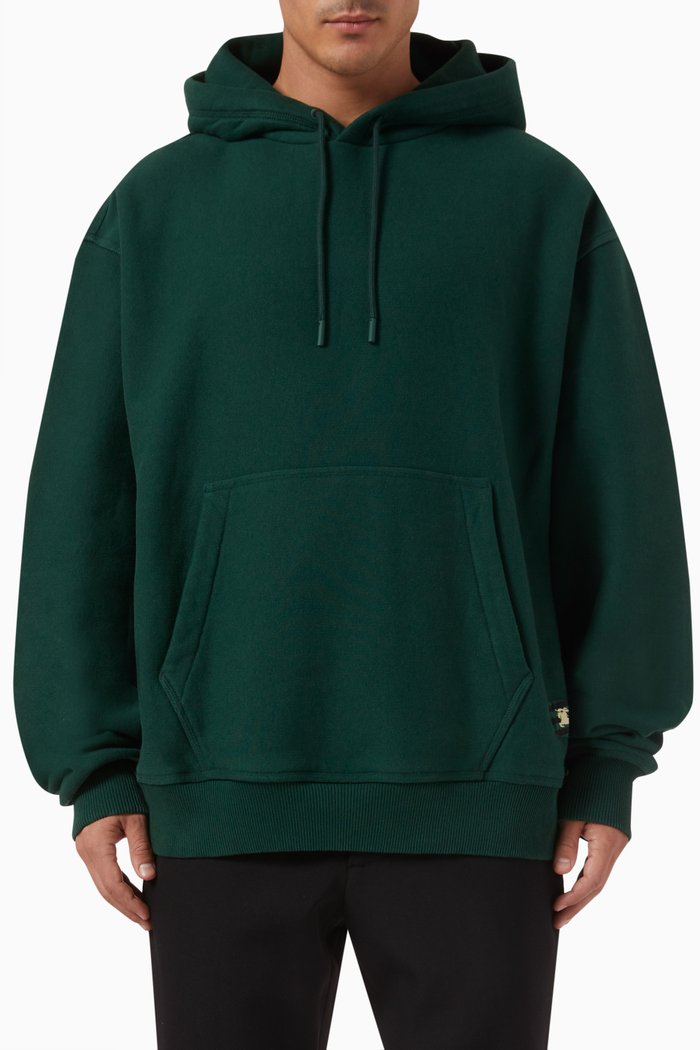 

Drawstring Hoodie in Cotton, Green