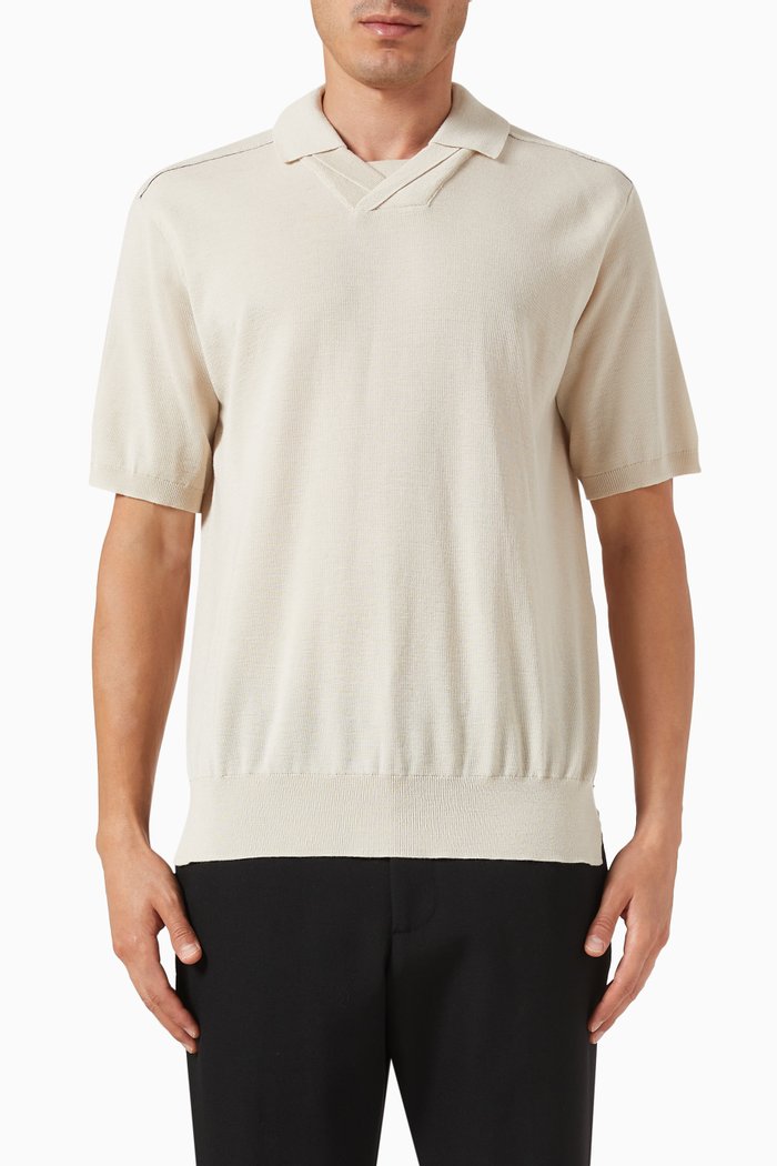 

Polo Shirt in Wool Knit, Neutral