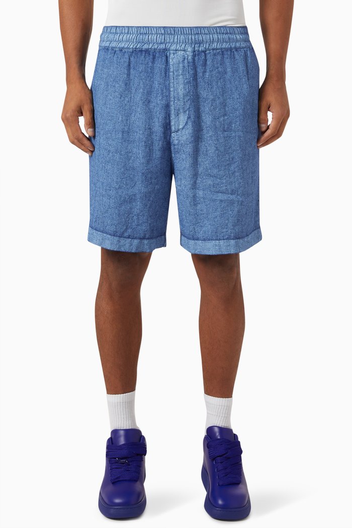 Equestrian Knight Shorts in Linen, Blue